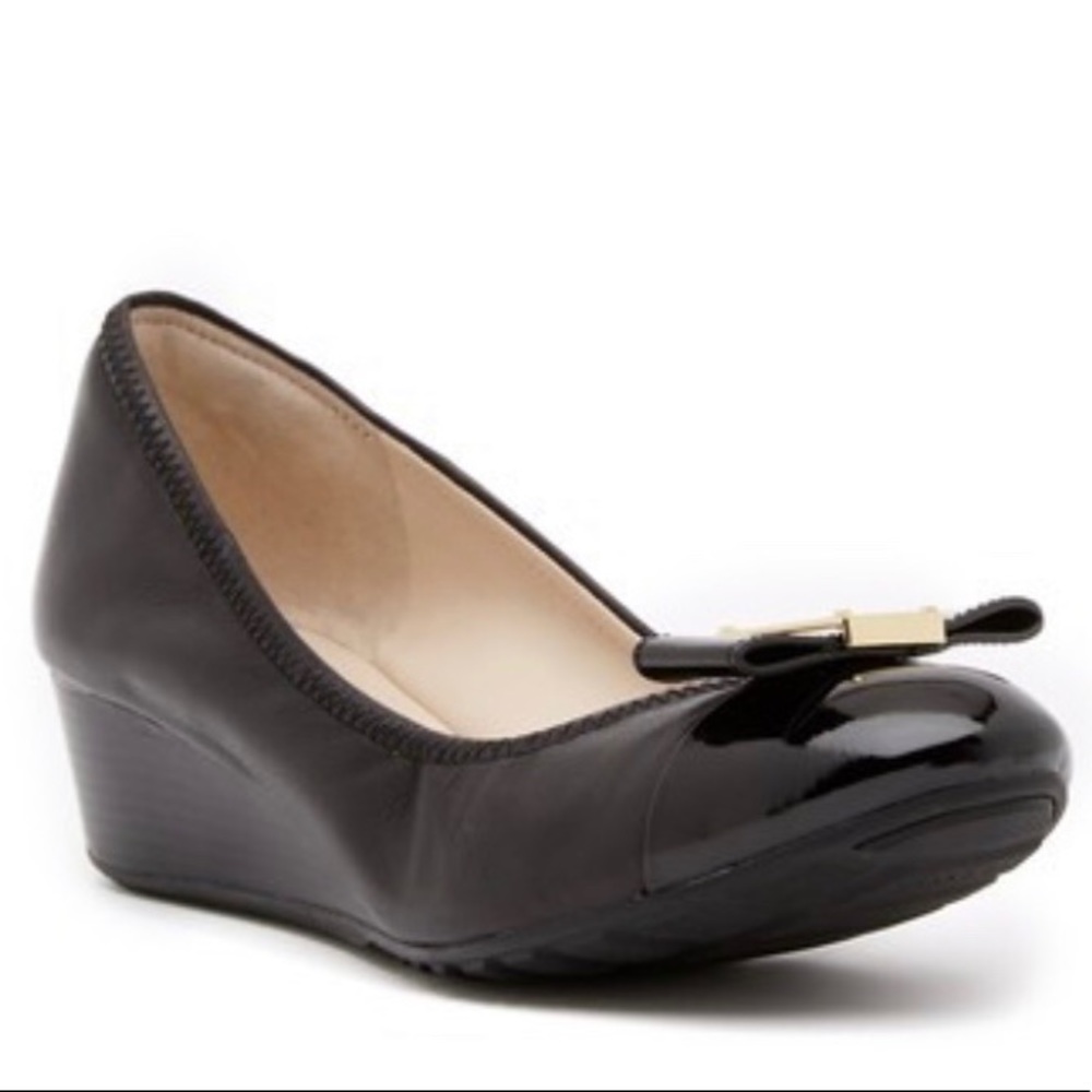 Cole Haan Emory Bow Leather Wedge Pump